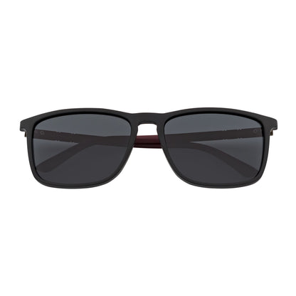 VENICE - Polarized Thin Square Horn Rimmed Sunglasses Black-Brown Smoke Tint