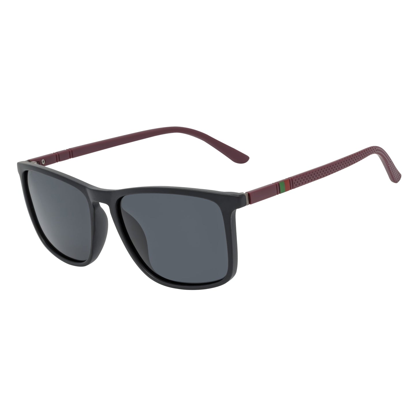 VENICE - Polarized Thin Square Horn Rimmed Sunglasses Black-Brown Smoke Tint