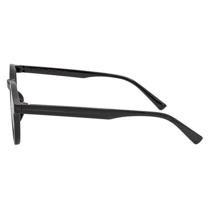 VIBES - Color Tint Retro Small Round Sunglasses Black Blue Tint
