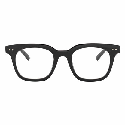 WALKER - Thick Horn Rimmed Blue Light Glasses Gloss Black Clear Lens