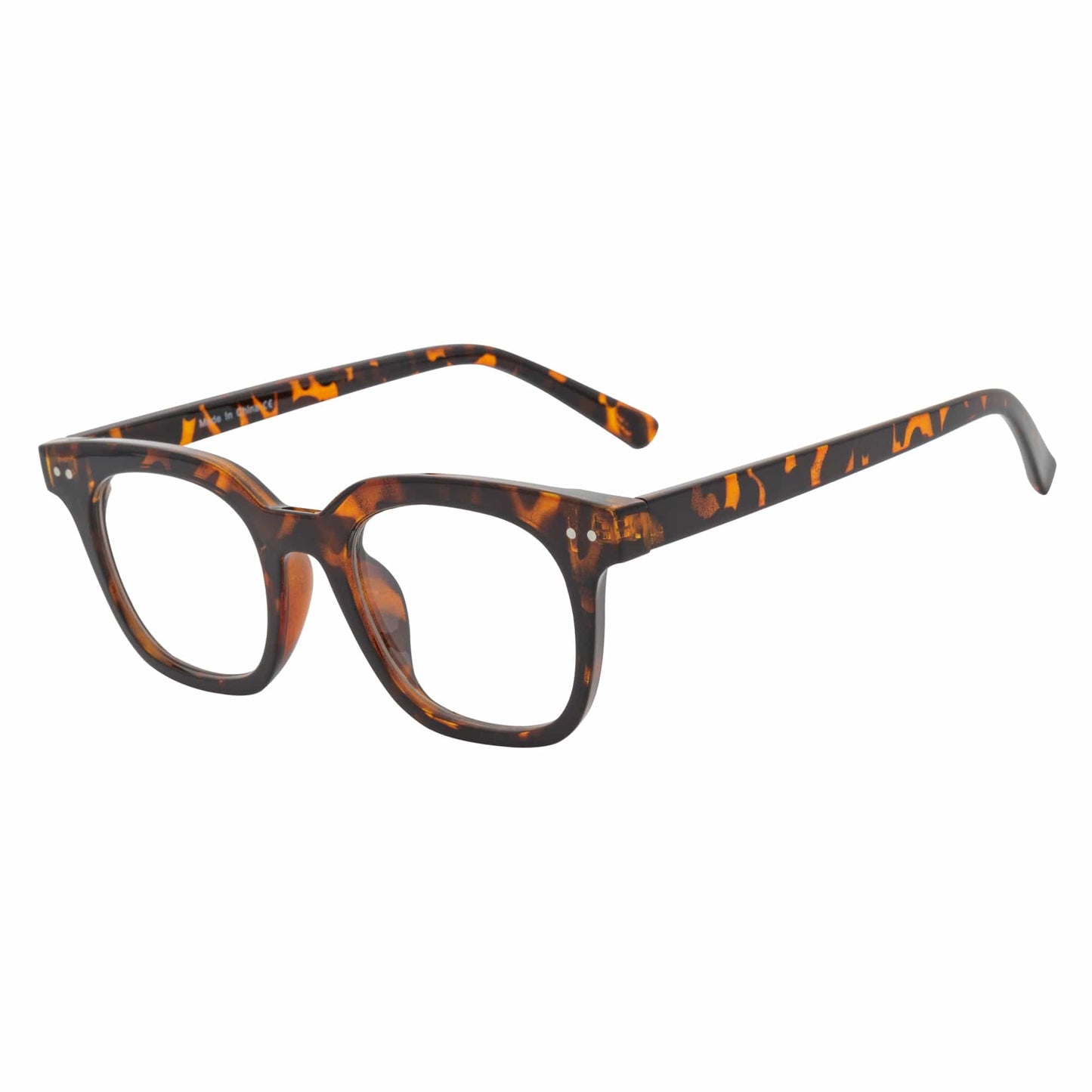 WALKER - Thick Horn Rimmed Blue Light Glasses Tortoise Shell Clear Lens