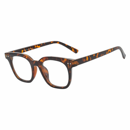 WALKER - Thick Horn Rimmed Blue Light Glasses Tortoise Shell Clear Lens