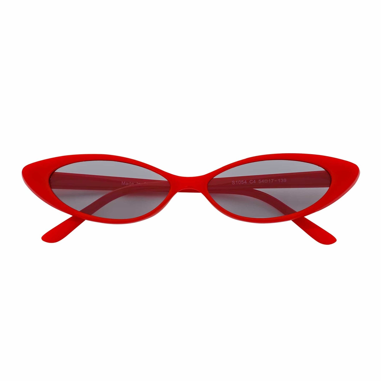 WHISKER - Thin Small Retro Oval Cateye Sunglasses Red Smoke Tint